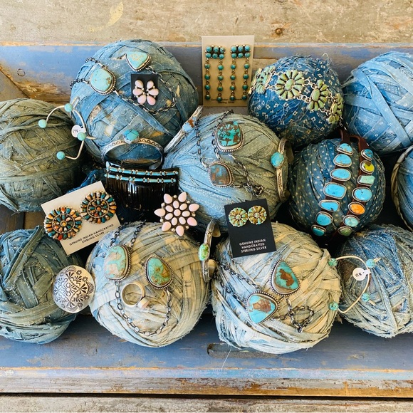 ♥️ Zuni ♥️ Jennifer Booqua Sterling Silver & Turquoise Hair Combs Set - Picture 6 of 8